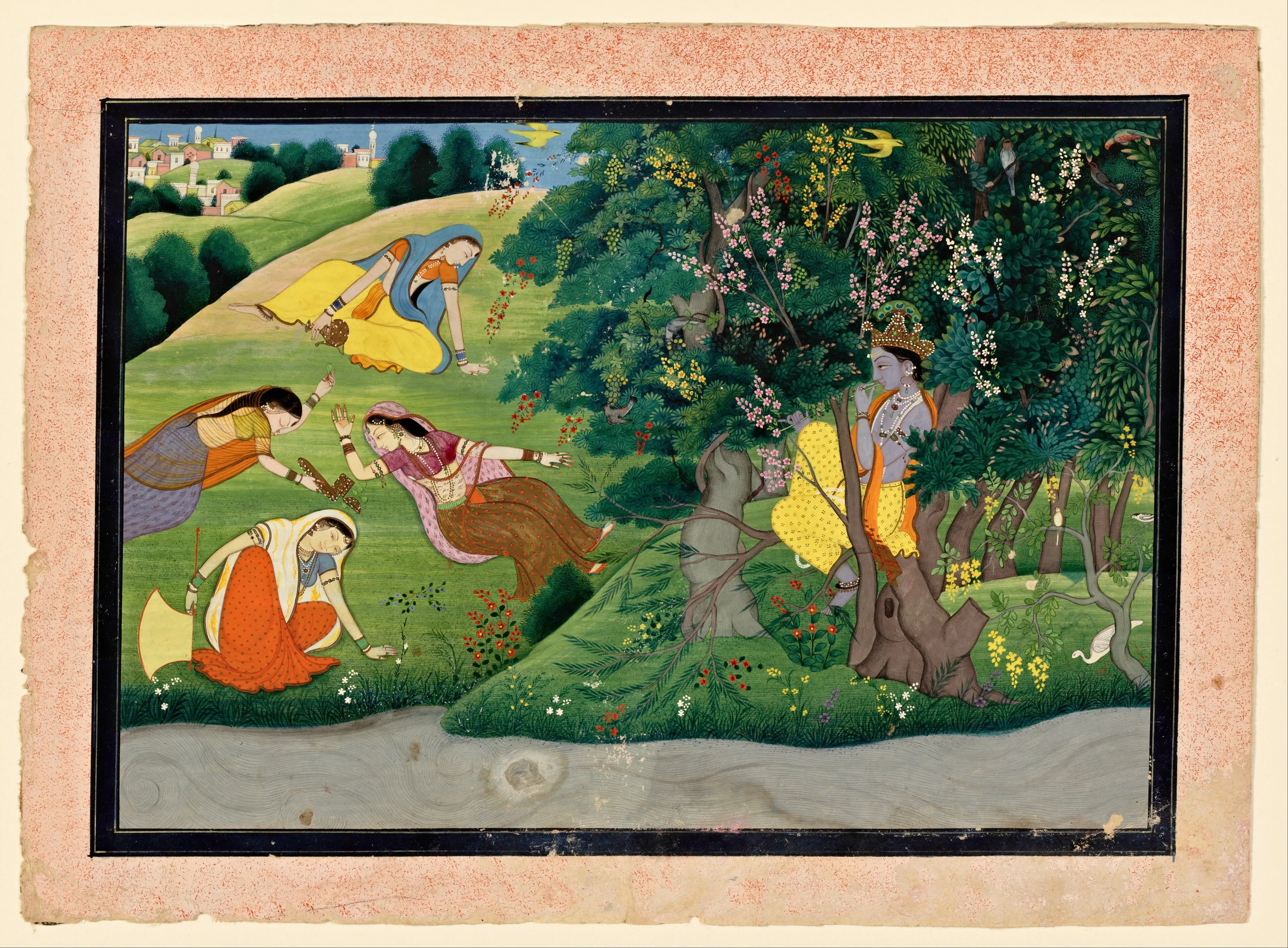 Unknown, Kangra, India - Krishna Fluting to the Milkmaids - Google Art Project, 1775/1785