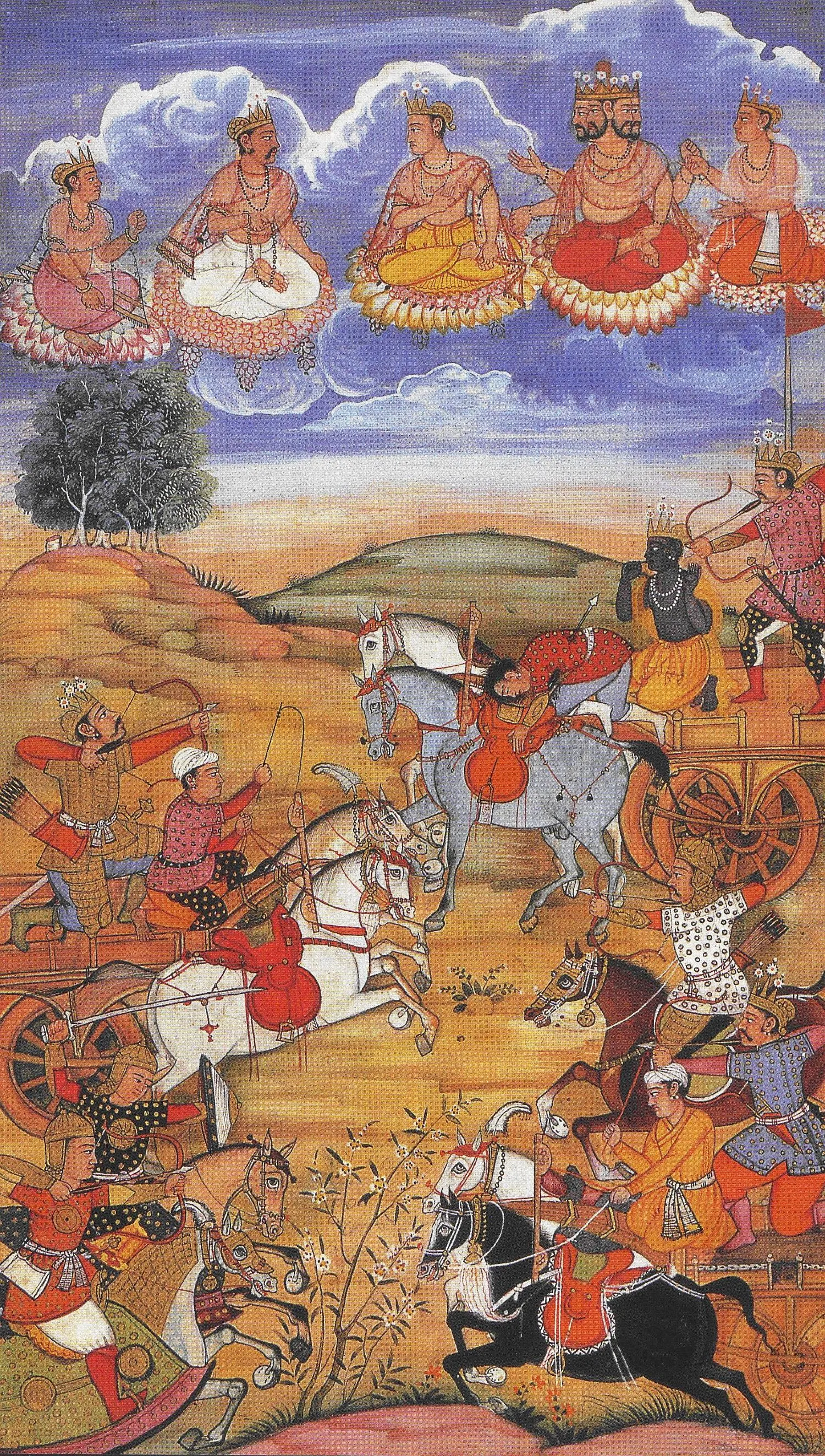 Arjuna BattlesWith the Kauravas At Kuruksheta Bhagavad Gita, 16 th century