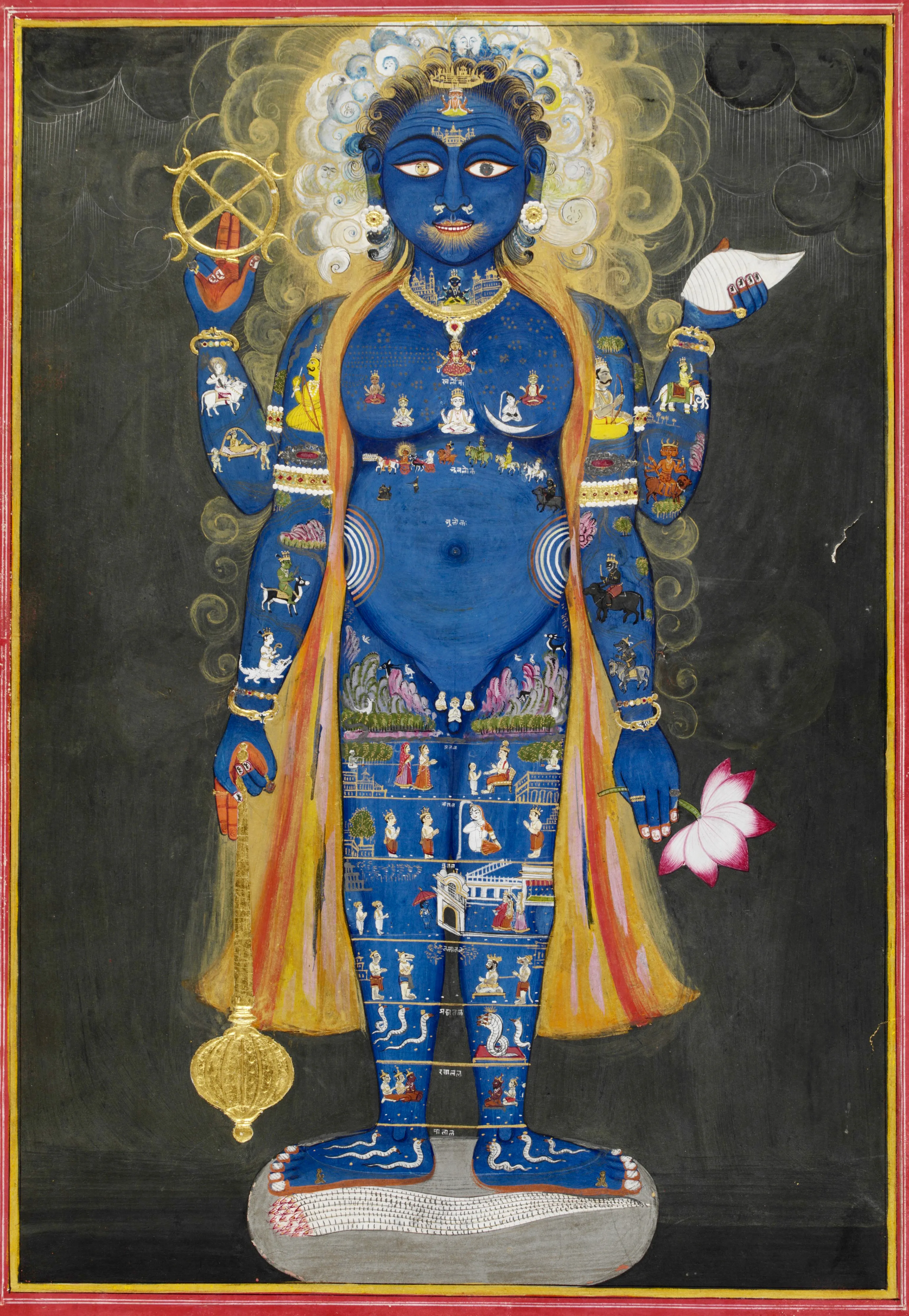 Vishnu Vishvarupa — the cosmic universal form, a painting from 1820.