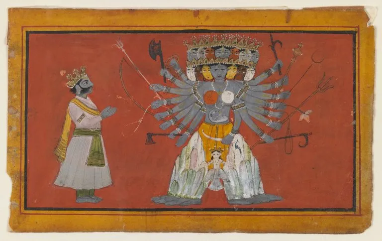 Arjuna before the cosmic form of Krishna, Brooklyn Museum, c. 1820.